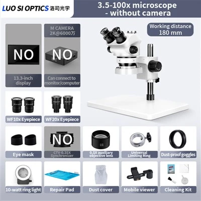 SZM7050 Trinocular Stereo Microscope 3.5X-100X Pillar Stand 10W Ring LED Fyrir gæðaeftirlit og skartgripamat